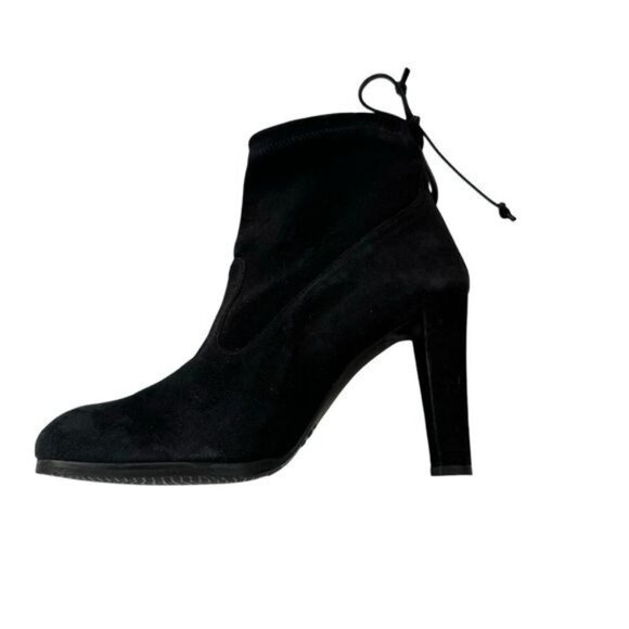 Stuart Weitzman Catch Suede Leather Ankle Tie Bootie Black Size 8.5 - Picture 6 of 16